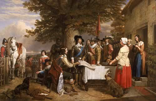 Charles landseer,R.A. Oil on canvas painting of Charles I holding a council of war at Edgecote on the day before the Battle of Edgehill Germany oil painting art